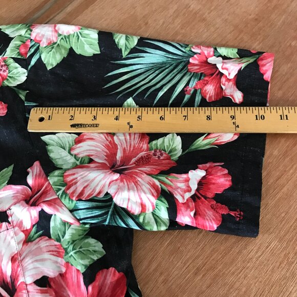 Bishop Street Hawaiian Shirt Men XL Green Floral Button Up Pocket Short Sleeve - Picture 9 of 11